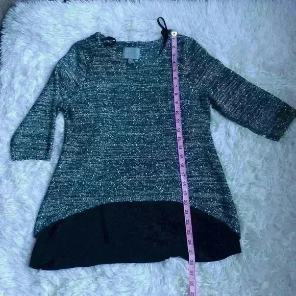 Skies Are Blue Twofer Top.  Gray and black and white.  Size medium. Dressy. - Picture 5 of 5